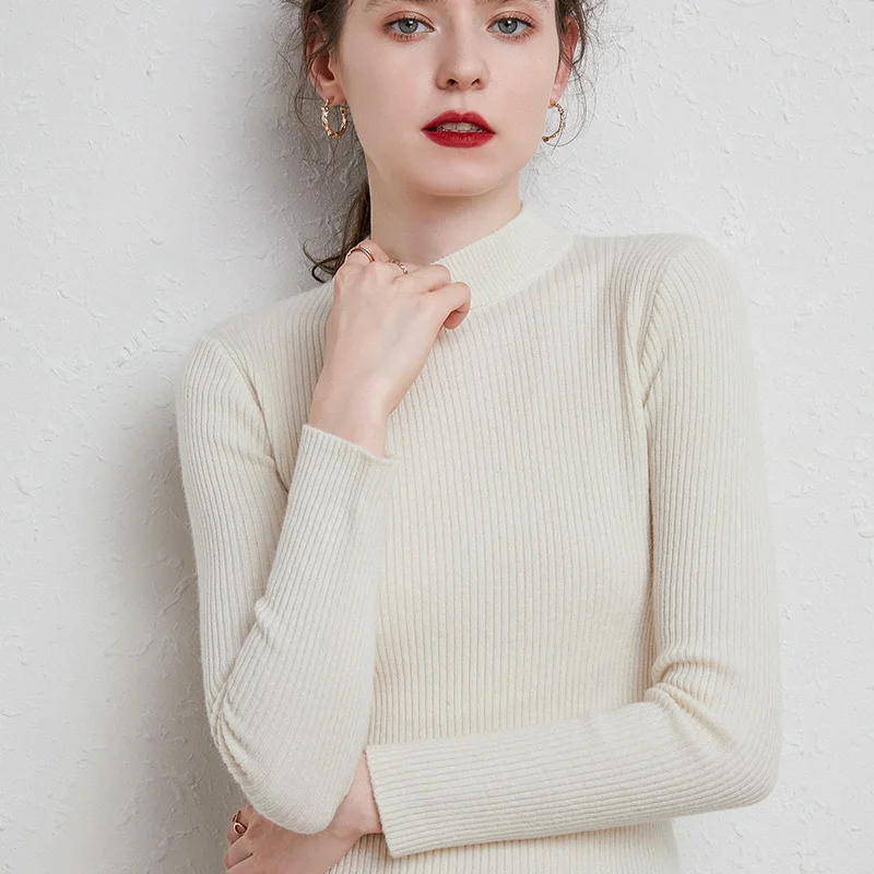 Женские водолазки с рюшами, осень-зима, корейский тонкий пуловер, женские базовые топы, повседневный мягкий вязаный свитер, мягкий теплый джемпер