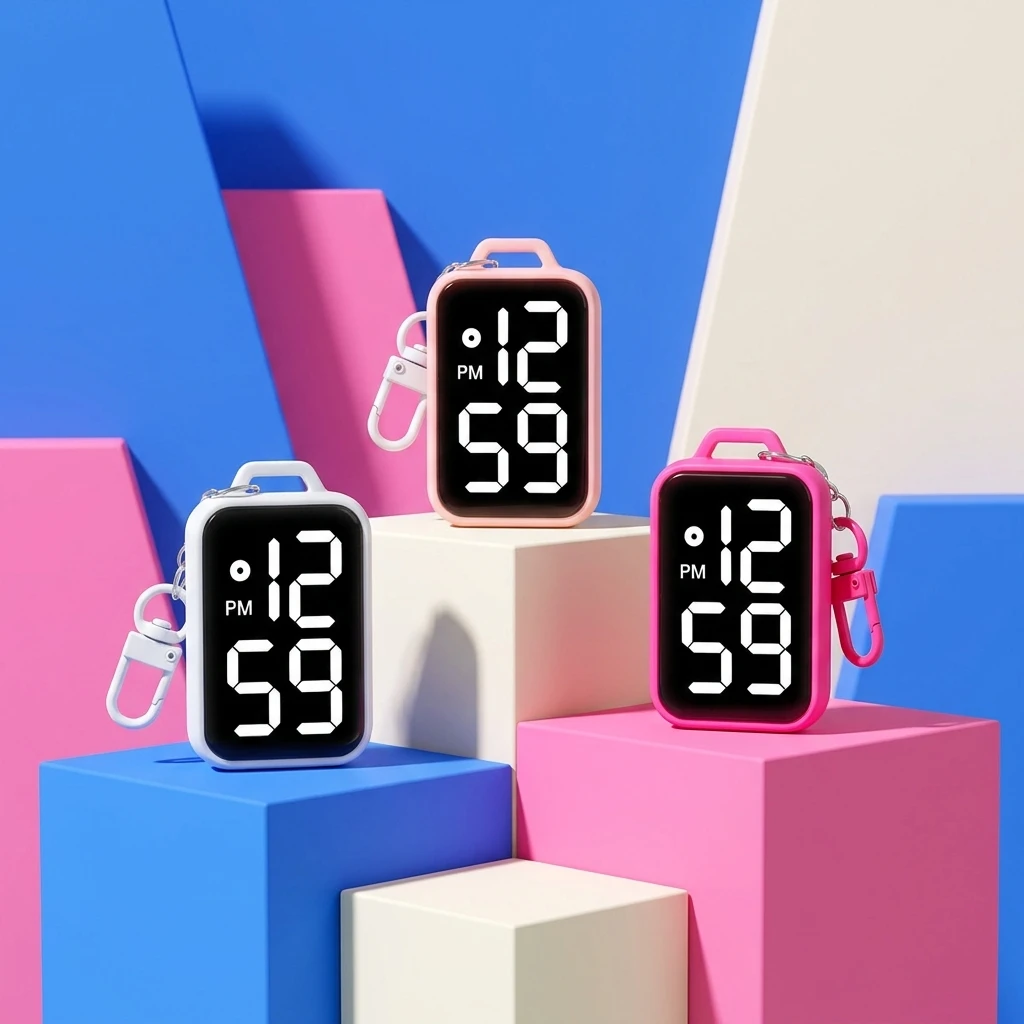 Cute Mini LED Keychain Watch | Digital Pocket Electronic Clock Pendant for Kids & Teens, Boys & Girls, Backpack Key Ring Gift