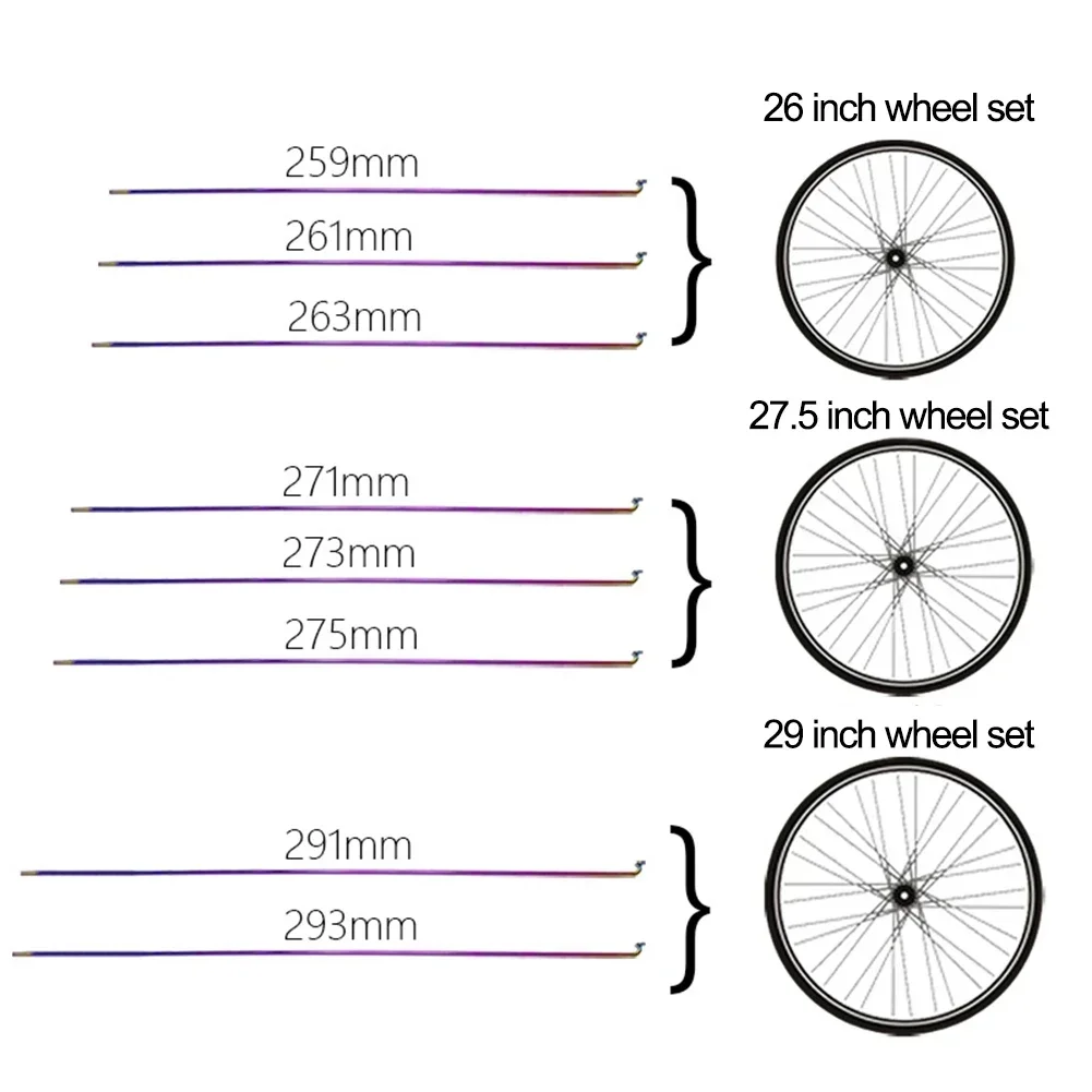 36PCS Bike Spokes With Nipples Rainbow Aluminum Alloy Bicycles Spokes Wires Bike Repair Replacement Tool Hot Sale Replacemence