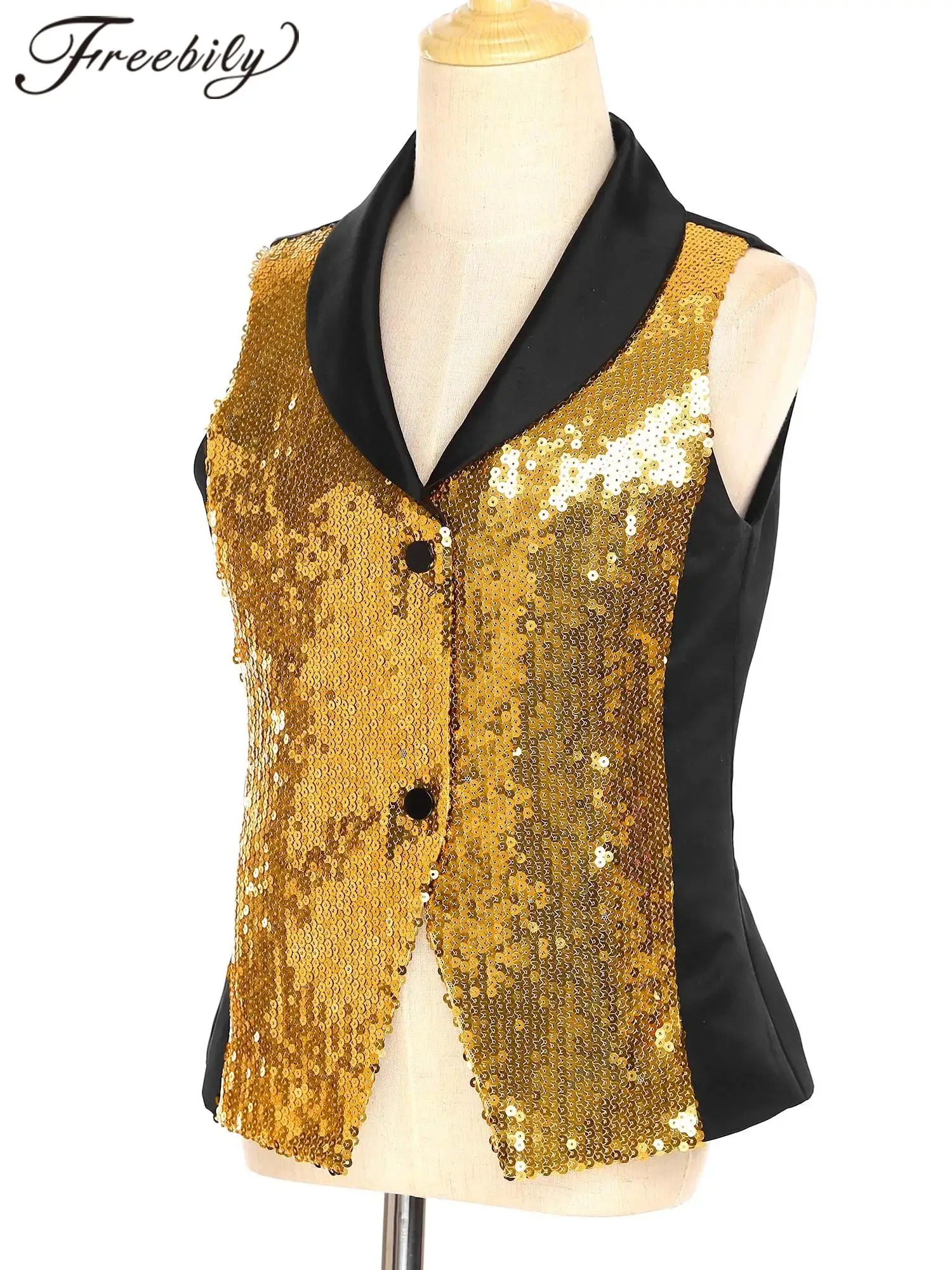 

Детский жилет с пайетками для девочек, карнавальный жилет для рейва, костюм для джазовых танцев, жилет в стиле хиппи, уличная одежда