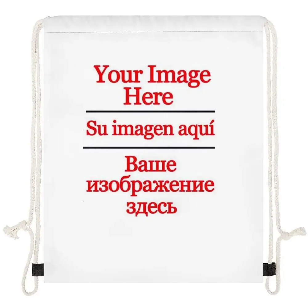 Drawstring Bag Custom You Name Logo Image Pouch Backpack Pull Rope Gym Sack Mochila Knapsack Storage Pouch