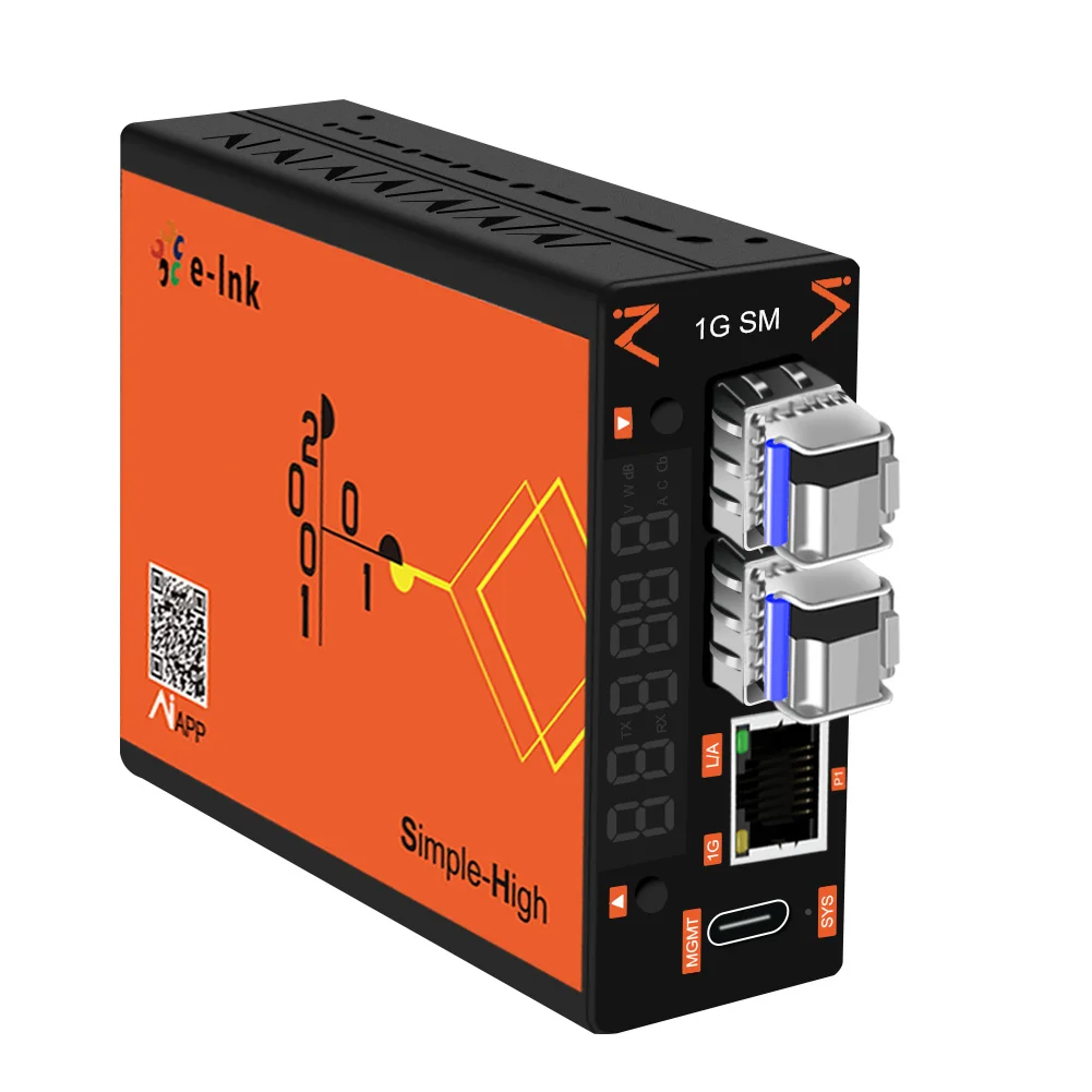 2 x 100/1000BASE-X SFP to 1 x 10/100/1000BASE-T RJ45 5~58V DC input AI Smart Managed Fiber Media Converter  AC-DC Power Adapter