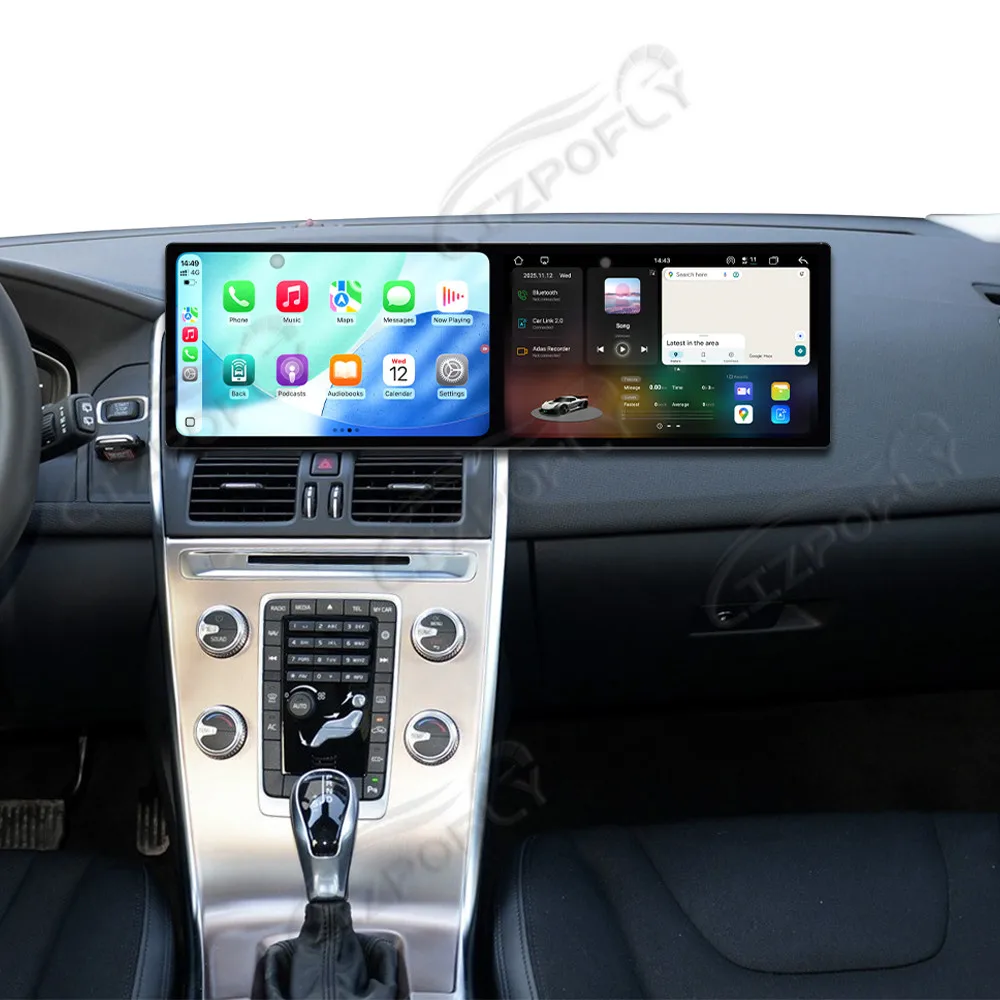 Dual 10.1 Inch Android 15 CarPlay Car Radio For Volvo XC60 2014-2017 Touch Screen Multimedia Player GPS Navigation 4G WIFI DSP