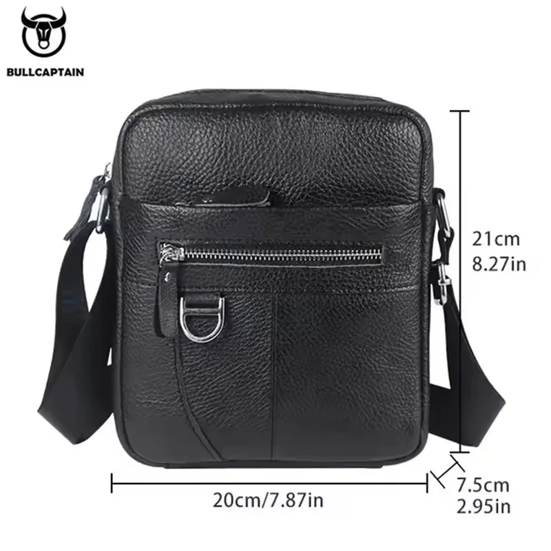 BULLCAPTAIN حقيبة ساعي جلدية للرجال حقائب كتف ريترو حقائب كروس صغيرة محافظ حزمة حبال عادية لحقيبة يد السفر #3