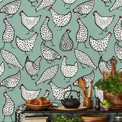 Wall Decor Wallpaper Peel and Stick Wallpaper For Home Decor Wall Art  Room Decor ,Hen Animal Trendy Wallpaper,Custom Color,50cm