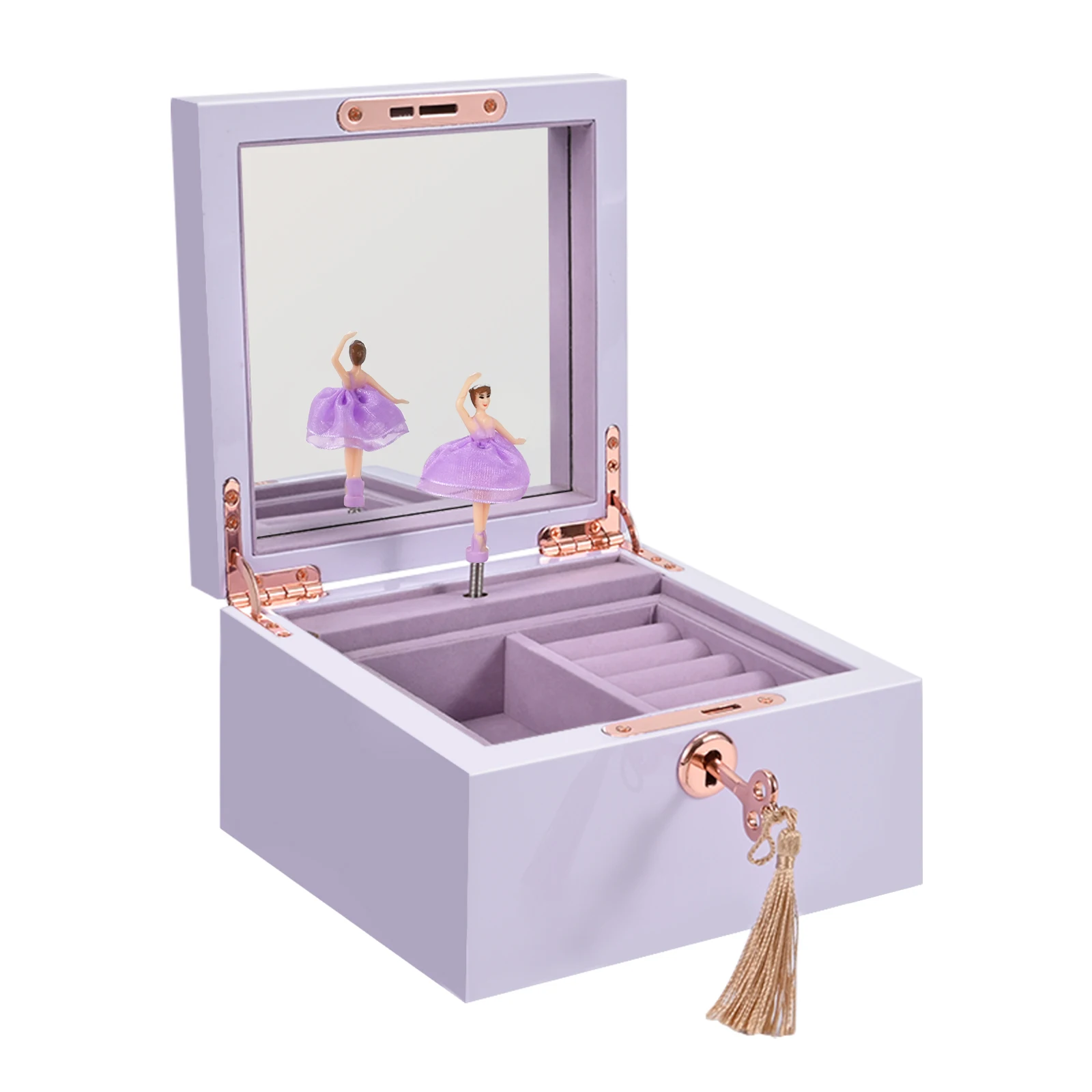 Musical Ballerina Jewellery Box with Metal Bow for Girls and Women, Girl's Jewelry Storage Box Music Chest,