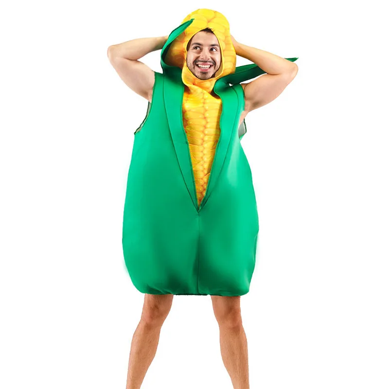 

Adult Funny 3D Print Corn Costumes Halloween Thanksgiving Food Christmas Unisex One-Piece Costume Carnival Jumpsuit Party
