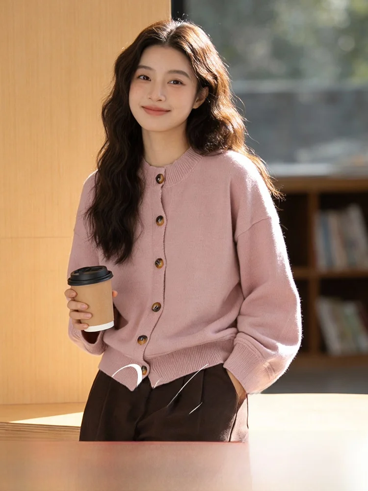 

Loose Long Sve round Ne Open Cardigan Sweater Women's plus Size Inner Wear Spring New Sle Single Button Cute Sle