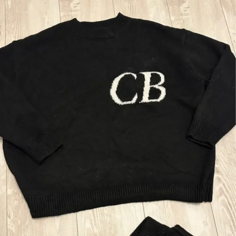 25ss High Quality Jacquard Letter Print CB Logo Sweaters Winter Black Round Neck Knitt Sweatshirts Oversized Men Women Pullover