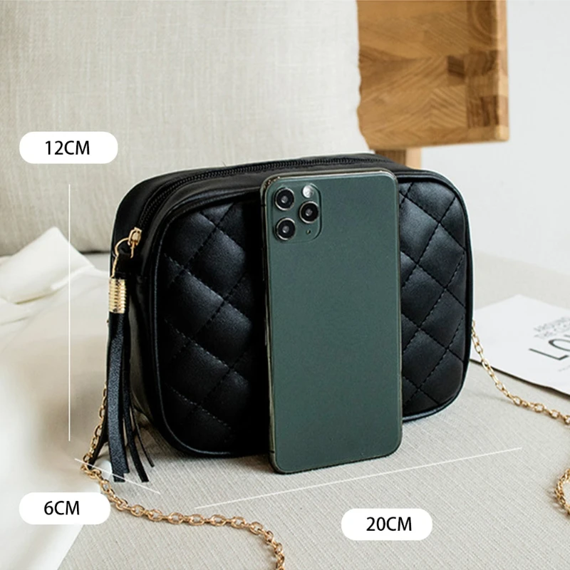 2022 Nieuwe Mode Dames Schoudertas Ruit Geborduurde Effen Kleur Ketting Vrouwen Schouder Crossbody Casual Trendy Telefoon Tas