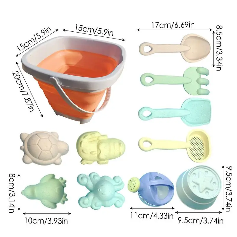 ถังทรายของเล่นแบบพับได้11ชิ้นของเล่นชายหาดฤดูร้อนชุดของเล่นเด็กวัยหัดเดินแม่พิมพ์ทรายรูปสัตว์สำหรับเด็กอุปกรณ์เล่นเกมและของเล่นสำหรับเด็ก