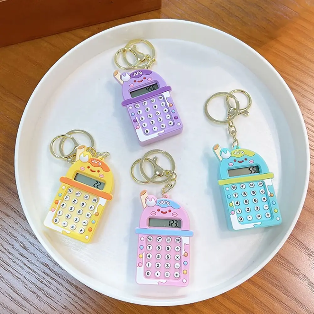 Portable Kawaii Mini Calculator Maze Candy Color Student Stationery Lightweight 8 Digits Display Key Chain Office
