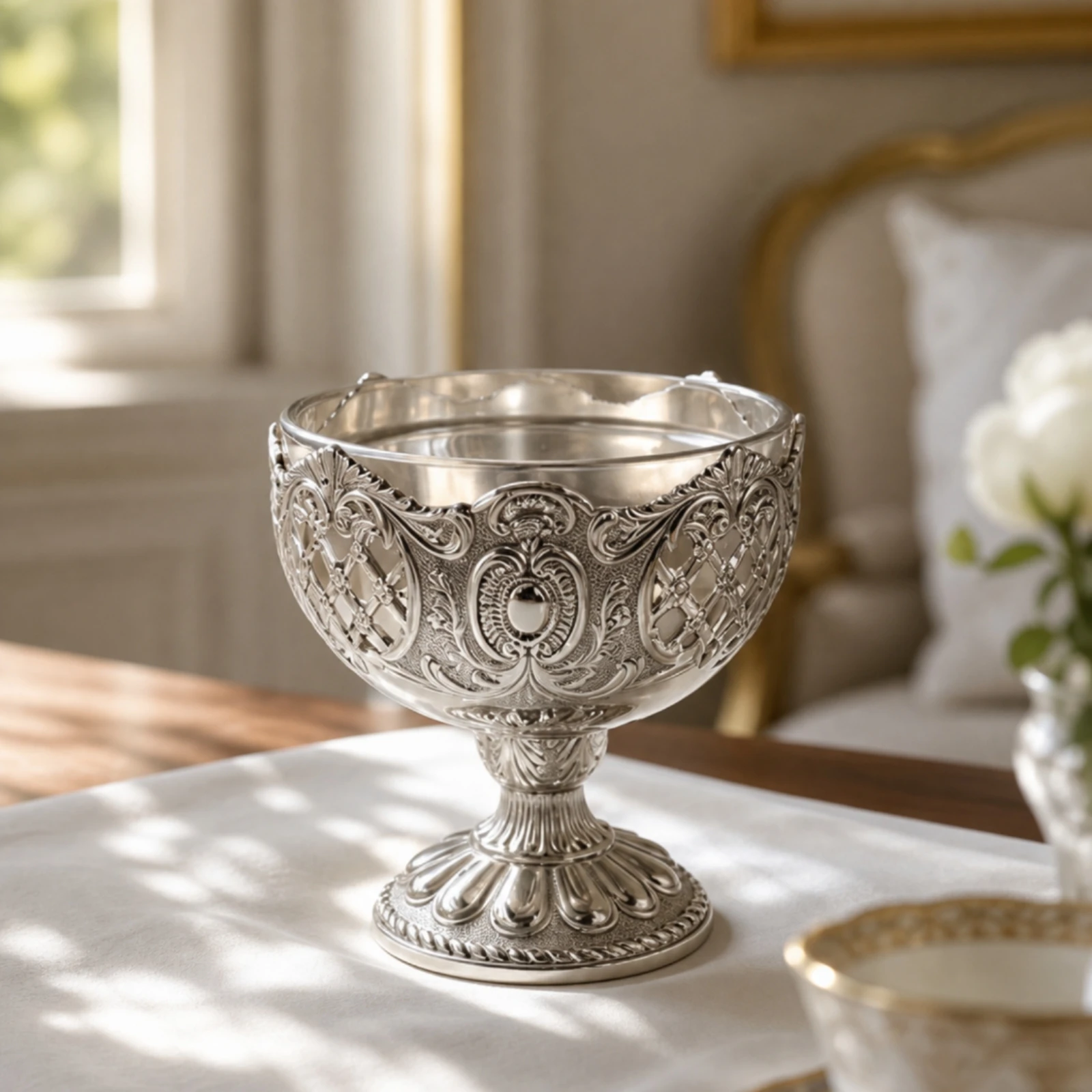 Pedestal Bowl Ornate Bowl with Handles Dessert Dish Decorative Versatile for Hosts, Afternoon Tea, Dinner Parties