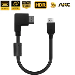 Angled HDMI 2.0 adapter cable Right Angled HDMI cable 4K 60Hz 90 degree HDMI 2.0 cable Angle HDMI cord lead HDR Earc ARC CEC