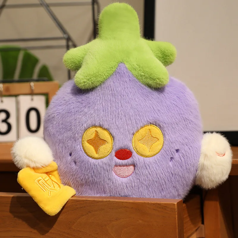 Grappige groente pluche set knoflook juichen luie aubergine woordspeling knuffel schattig voedsel pop voor bureau decor cadeau voor vrienden