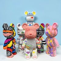 46cm Kawaii Violent Bear Half Anatomy Bear Fluid Art Bear Building Blocks Brick Figure Model Mini Bricks Toys for Birthday Gift