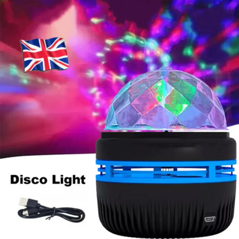 Disco Party Lights RGB Rotating Magic Ball Lamp Sound Activated LED Night Light