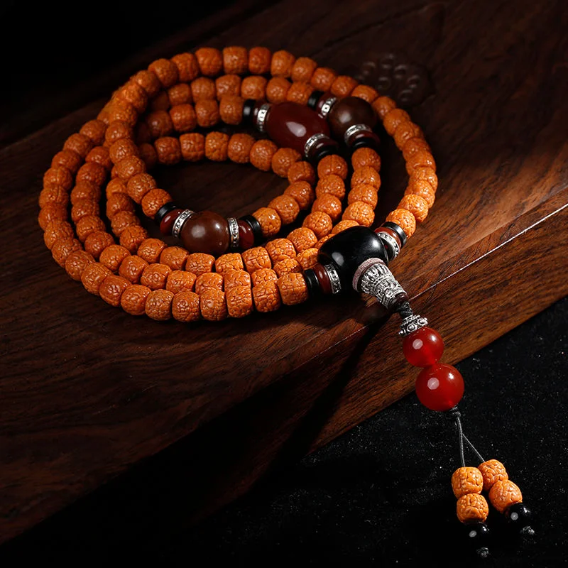 UMQ Nepal Dragon Scale Texture Rudraksha 108 Collectables-Autograph Bracelet Men's Women's Rosary Bracelet Necklace