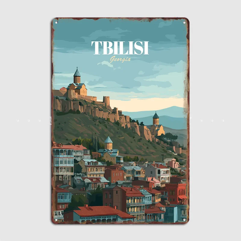 Tbilisi, Georgia Travel Poster Metal Sign Life Wall Custom Bedroom Indoor Home Wall Decor Posters Room Decoration