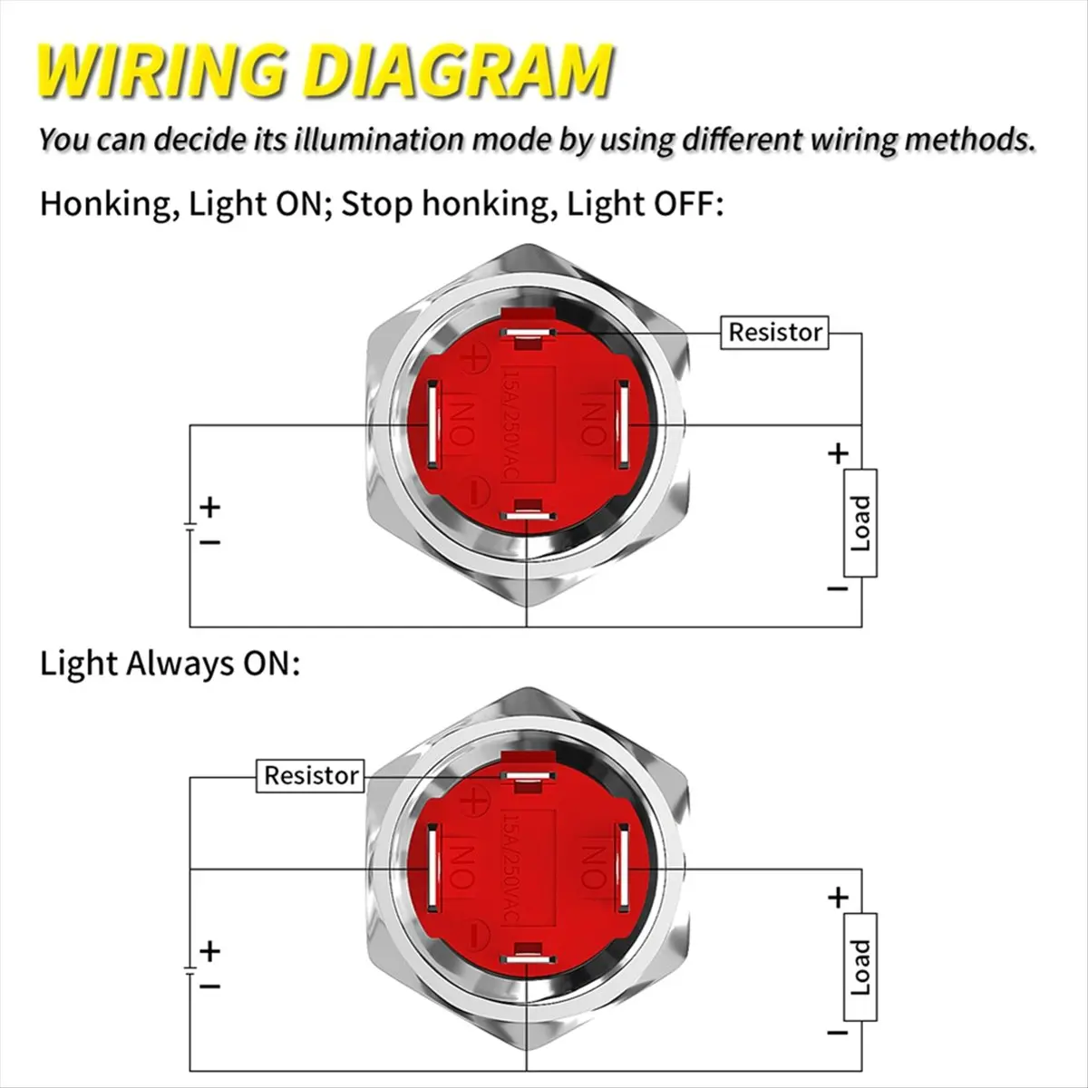 REST Horn Button 12V 20A Heavy Duty 16MM Metal Horn Switch Speaker LED Stainless Steel Momentary Push Button Switch