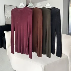 Early Fall New Bottoming Series Bottom Shirt High Elastic Round Neck Woolen Knit Tops T-shirt Tops