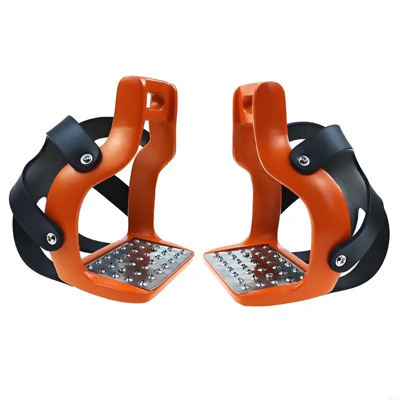 1 Paar Reitsteigbügel-Set aus Aluminium mit rutschfesten Trittflächen und breiter Fußstütze zum Reiten 69HD – Detail 9