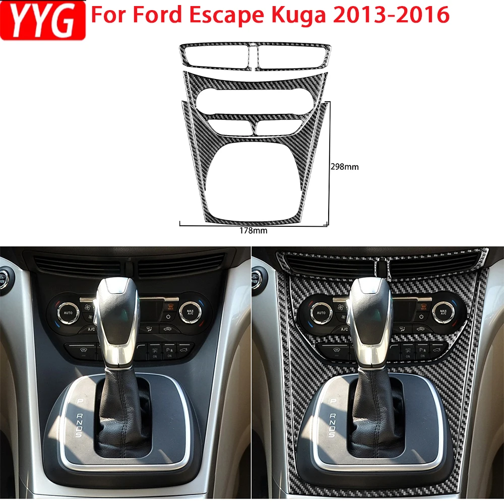 For Ford Escape Kuga 2013 2014 2015 2016 Carbon Fiber Accessories Car Interior Gearbox Central Air Outlet Panel Trim Sticker