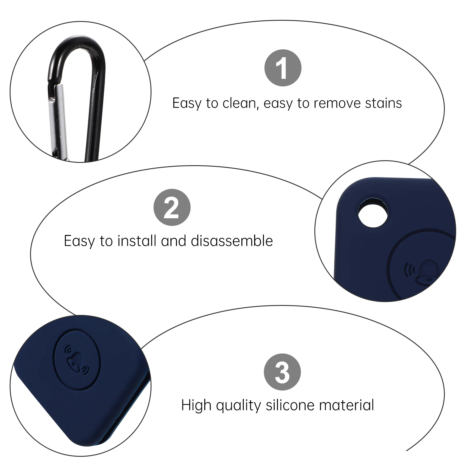 Car Pendant Tracker Case Accessories Lightweight Cover Tracer Protective Smart Tiles Black Silicone Travel