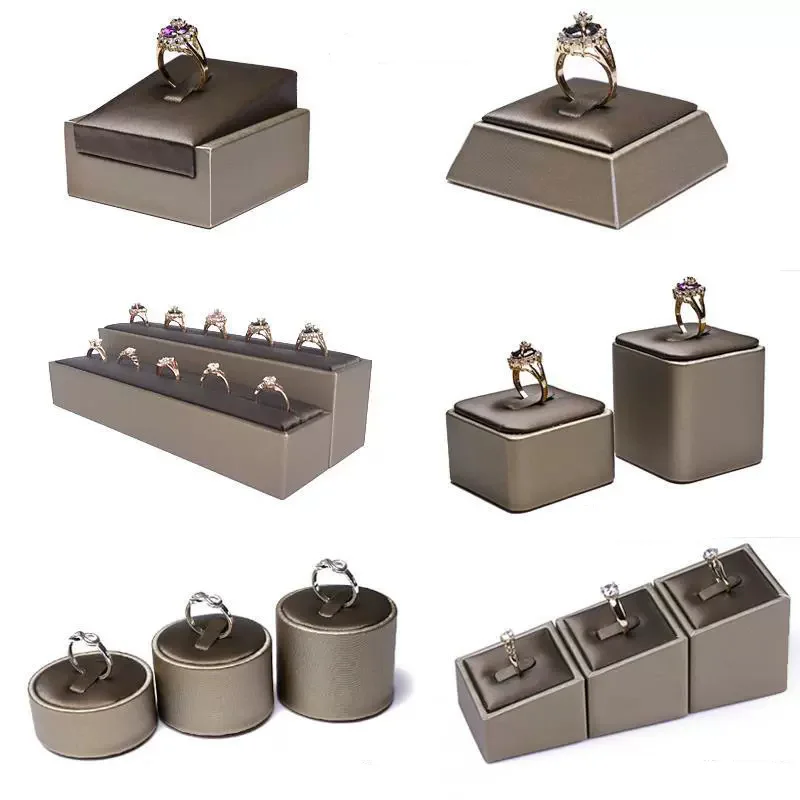 

Высококачественная матовая кожаная стойка для колец, стойка для дисплея, держатель для колец, реквизит для демонстрации ювелирных изделий