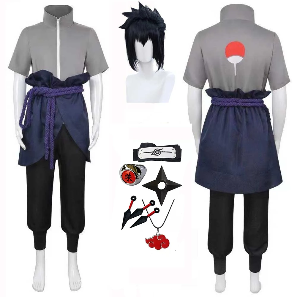 

Halloween Cosplay Men Elder Boys Anime Sasuke Cosplay Suit Costume Comic Uchiha Cos Suit Stage Performance