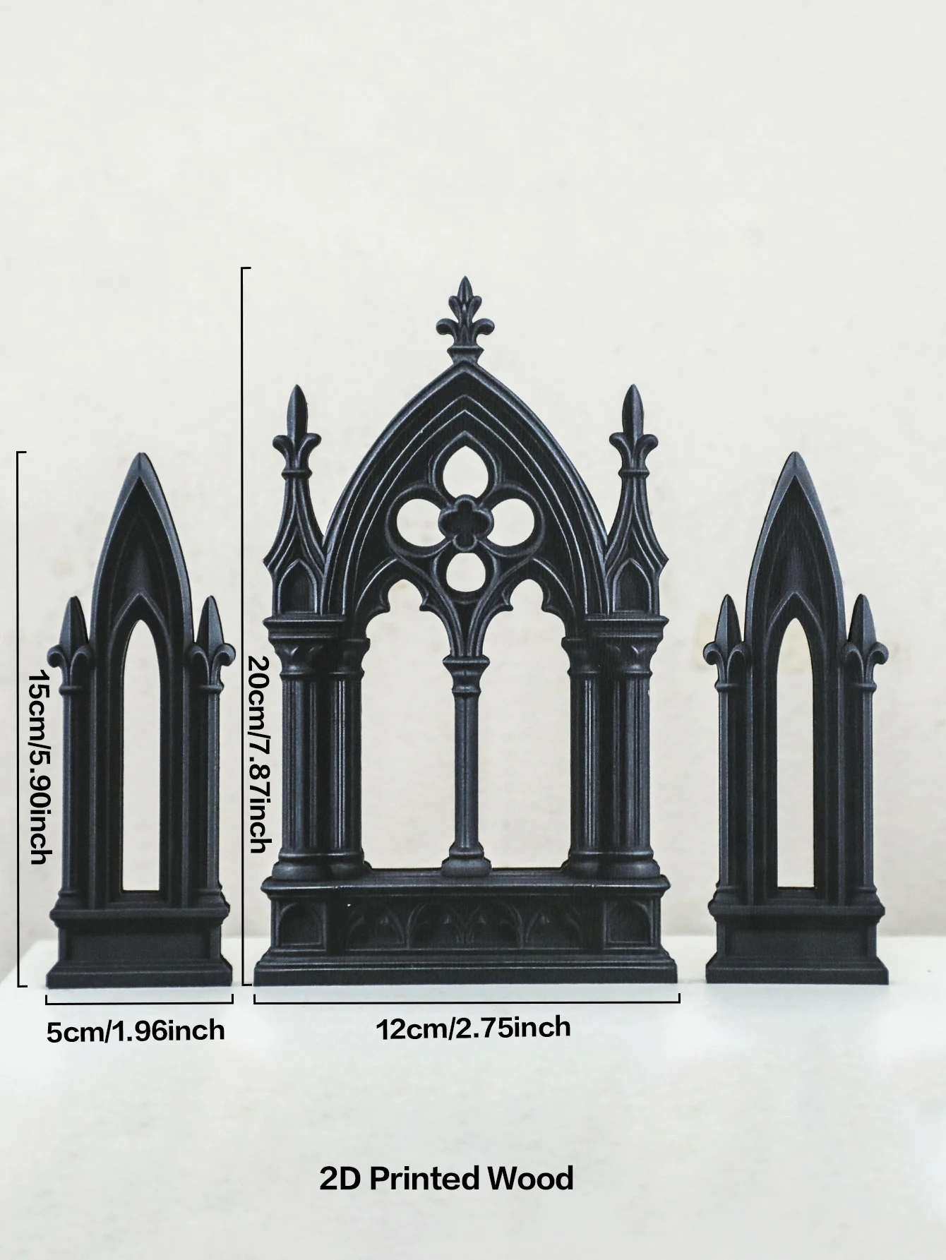 3 Stück Gothic-Stil, Schlossform, Tischdekoration, schwarzer Kathedralenbogen aus Holz, Buchstützen, Vintage-Regaldekoration für Zuhause und Büro, Geschenk – Detail 3