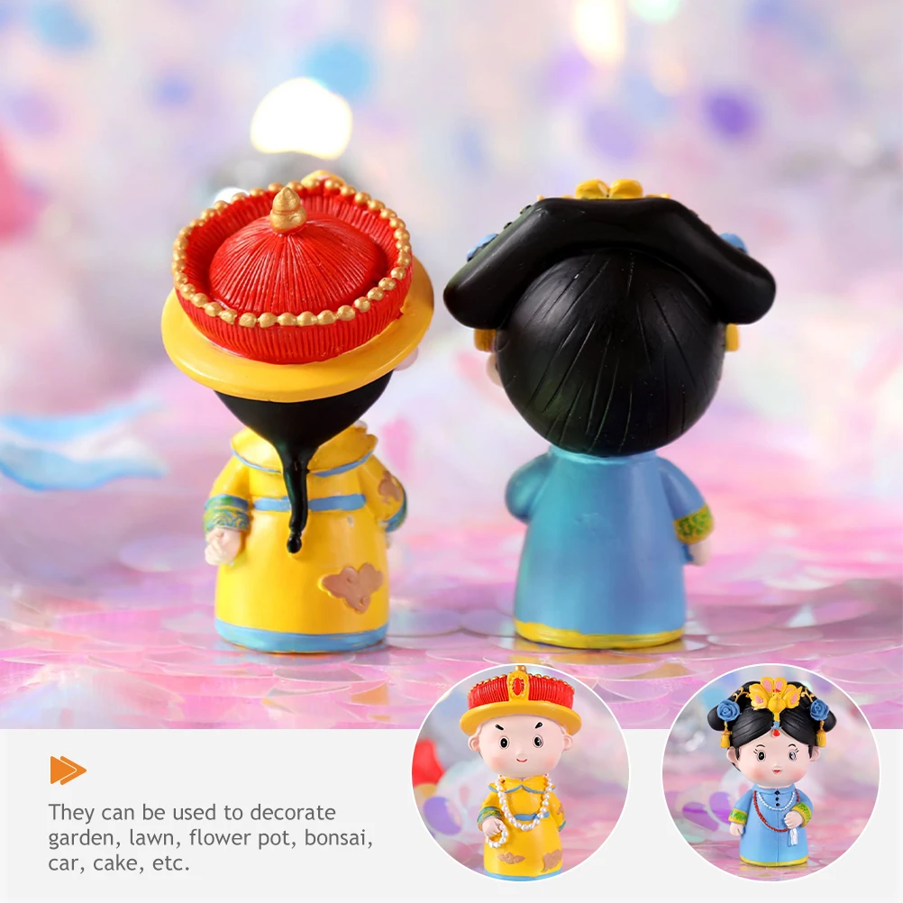 

2 Pcs Birthday Cake Decoration Chinese King Figurines High Quality Miniature Statue Ornament Synthetic Resin Figure Mother