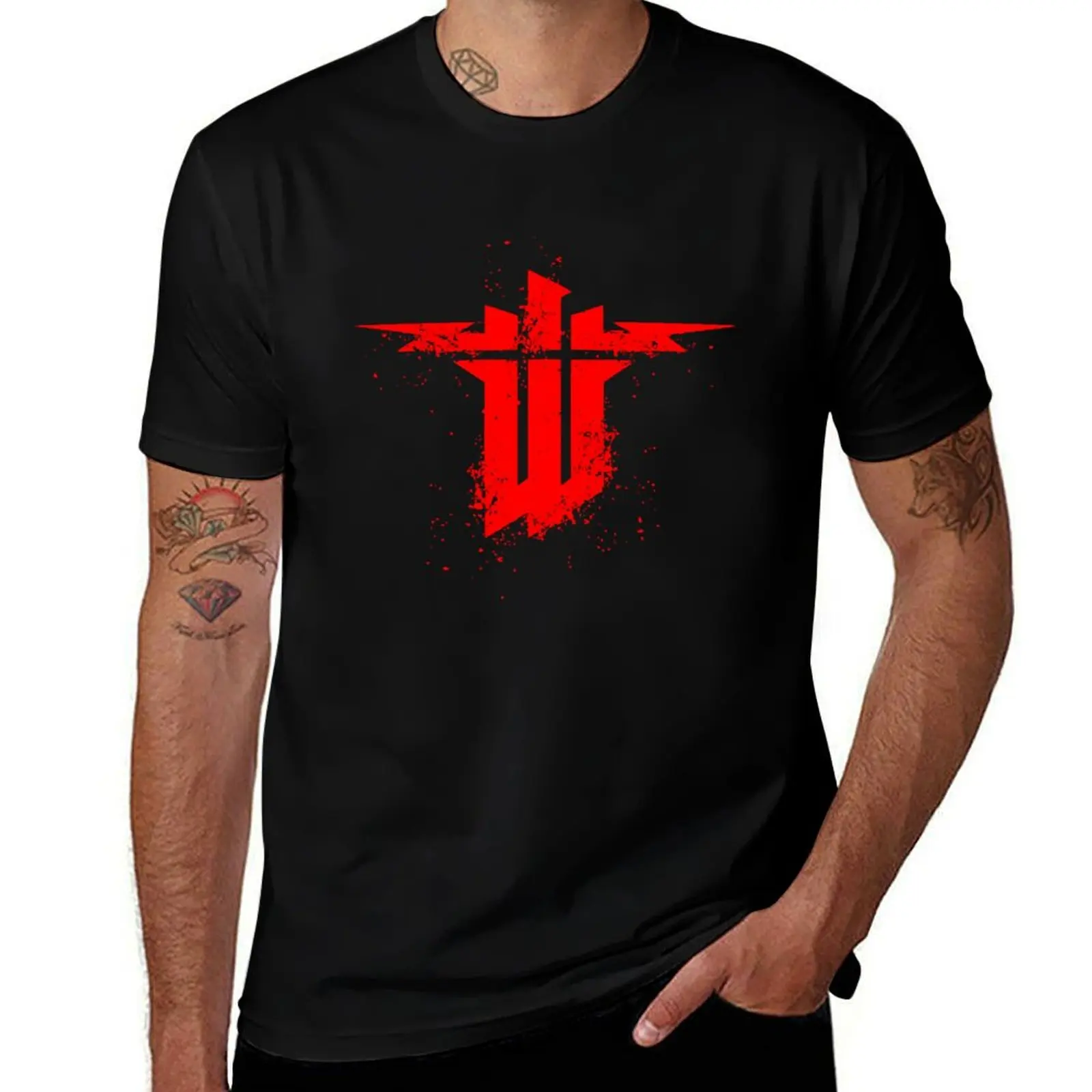 grunge of wolfenstein T-Shirt Modern Print Casual T-Shirt