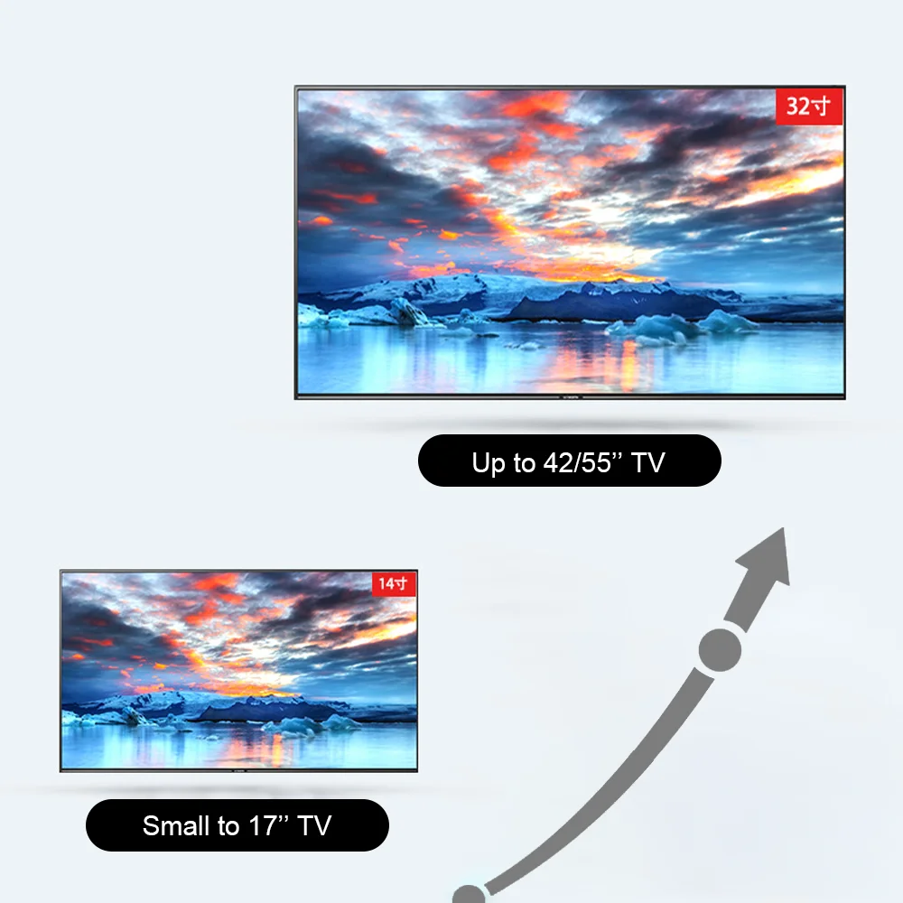 Universelle TV-Monitor-Wandhalterung, Gelenkarme, drehbare Neigungsverlängerung, Drehung für die meisten 17–55 Zoll flachen, gebogenen Fernseher – Detail 11