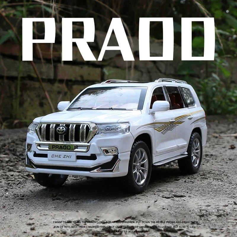 1:24 TOYOTA Land Cruiser Prado Sport SUV Alloy Diecast Car Model With Pull Back Sound Light Children Gifts Collection A174