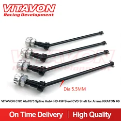 VITAVON CNC Alu7075 Kraton 6S Spline Hub + HD 45 # acciaio CVD albero per Arrma KRATON 6S