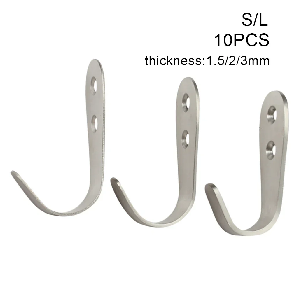 10Pcs Wall Hook Coat Hanger Modern Stainless Steel Heavy Duty Single Coat Hanger Wall Mounted Showel Towel Robe Hanger For Home