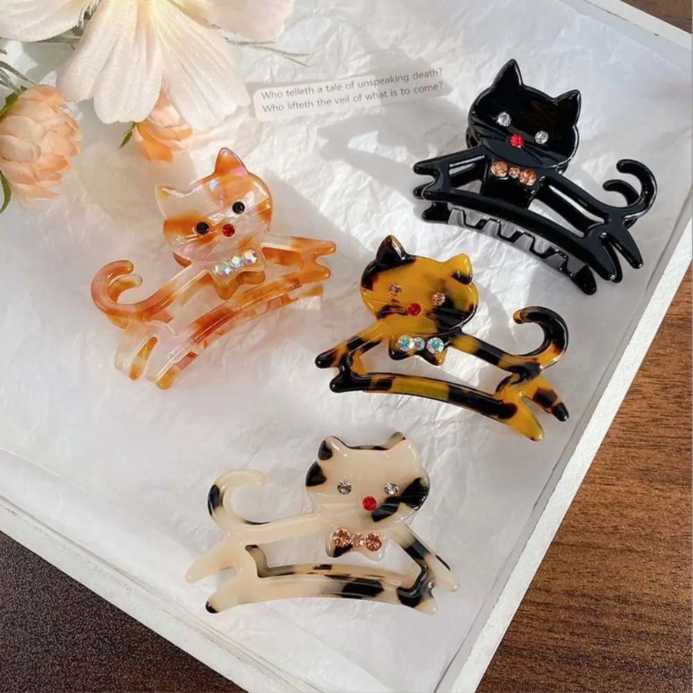 Personalized Acetic Acid Acetate Cat Hair Claw Y2k Headdress Rhinestone Hair Clip Hair Accessories Cartoon Shark Clip Daily