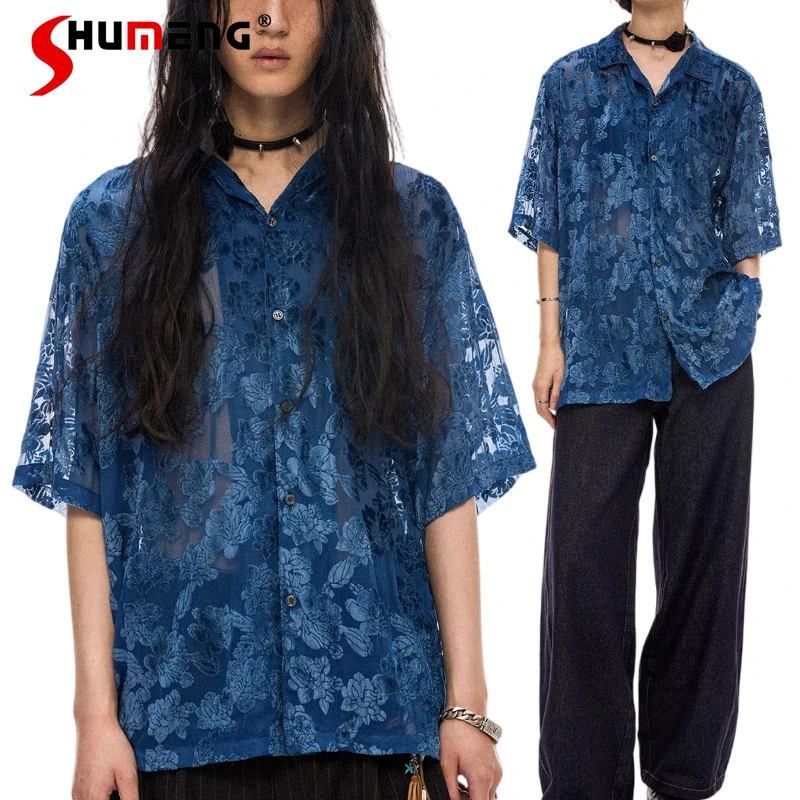 

Men's Women's 2025 Summer New Short-sleeve Thin Breathable Shirts Loose Comfort Tops Single Row Multiple Buttons Fashion Shirts