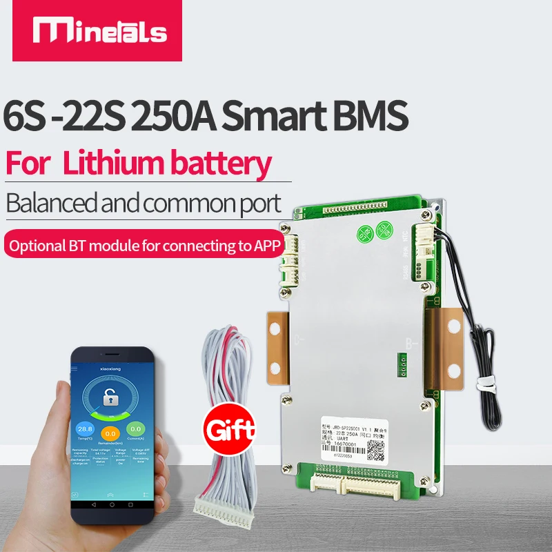 

6S-22S SMART BMS with Heater Port 12V 24V 48V Support APP Software 250A 8S 16S BMS LiFePo4 Lipo Li-ion Balance RS485 UART PCM