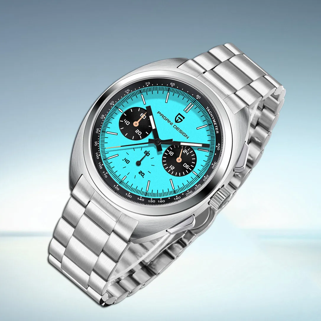 PAGANI DESIGN 2025 Новый кварцевый спортивный хронограф с сапфировым стеклом Япония Movt Мужские часы из нержавеющей стали Роскошные светящиеся мужские часы