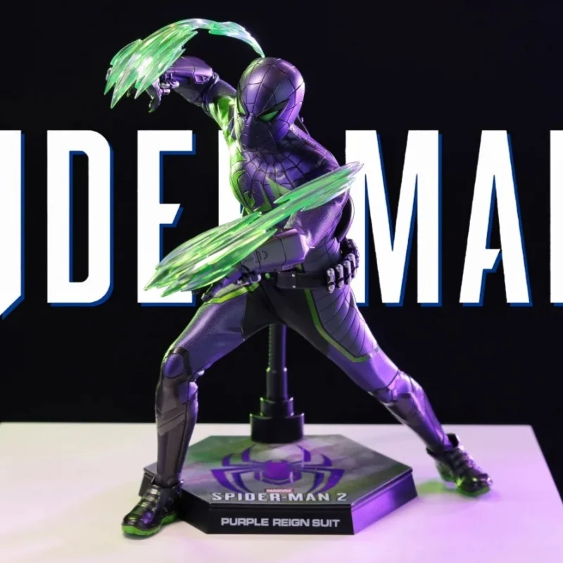 Горячие игрушки Marvel Человек-паук 2 Майлза Моралес и фиолетовая тень, костюм династии, масштаб 1:6, экшн-фигурка, модель, коллекция игрушек в подарок Горячие игрушки Marvel Человек-паук 2 Майлза Моралес и фиолетовая тень, костюм династии, масштаб 1:6, экшн-фигурка, модель, коллекция игрушек в подарок