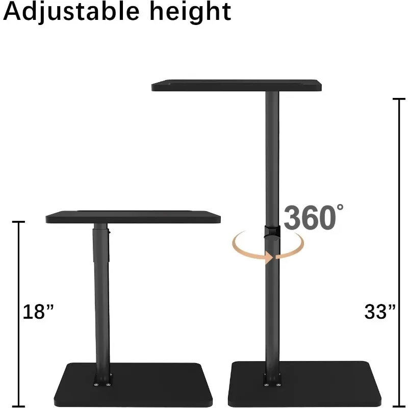 Sofa Armrest Tray Table for Couch - 360° Swivel Height Adjustable End for Small Spaces, Snack Side Table for Bed or Chair