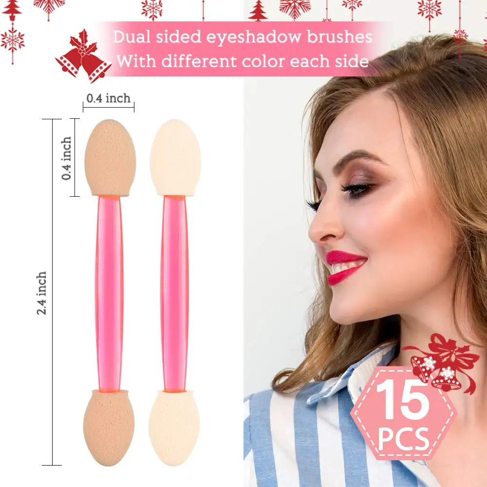 10Pcs อายแชโดว์แปรงฟองน้ำคู่แต่งหน้าอายแชโดว์ Applicators แต่งหน้า Eyeline แปรงสีสุ่ม