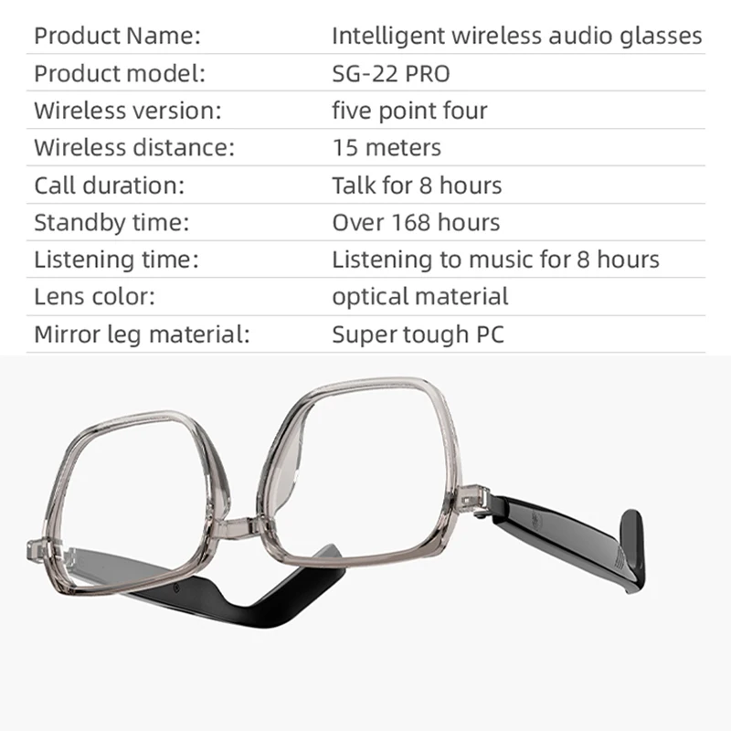 Lunettes intelligentes à la mode, blocage de la lumière bleue, cadre Transparent, musique 8 heures, unisexe, usage quotidien, 80 + 80mAh, lunettes de voyage Bettary, 2025