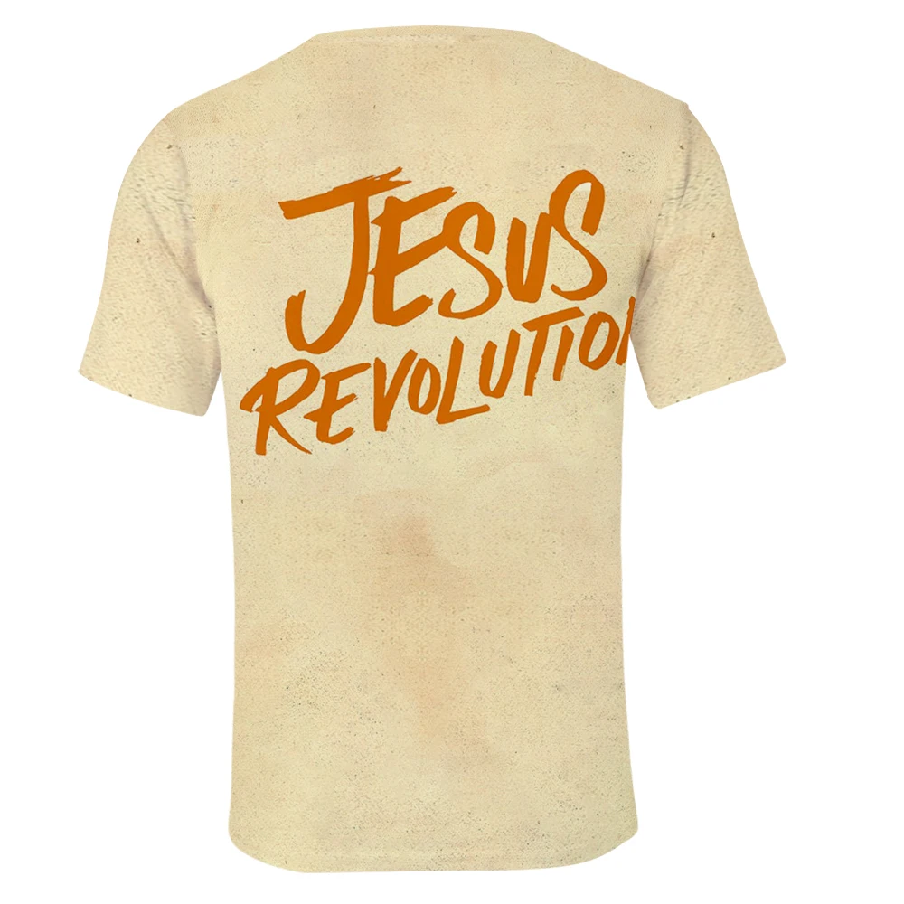 Camiseta de la película de Jesús Revolution Unisex, camiseta de manga corta con cuello redondo, ropa de calle Harajuku, ropa 3D