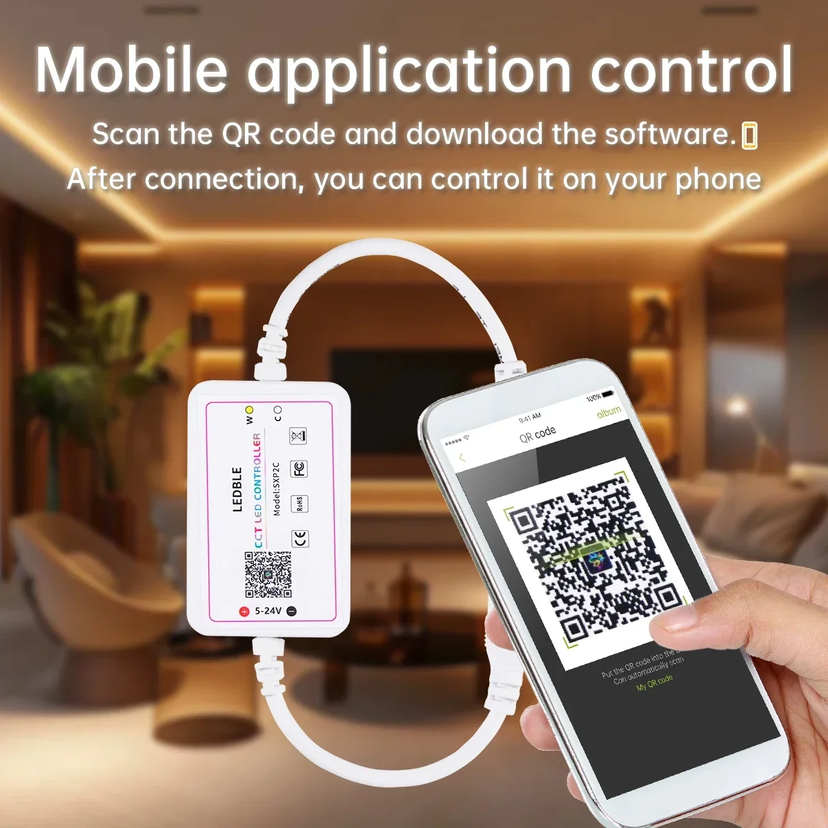 Smart CCT 2700K-6500K Dimmable COB Strip Light 576LEDs/M High Bright With Bluetooth APP Control/Remote Controller For Showcase