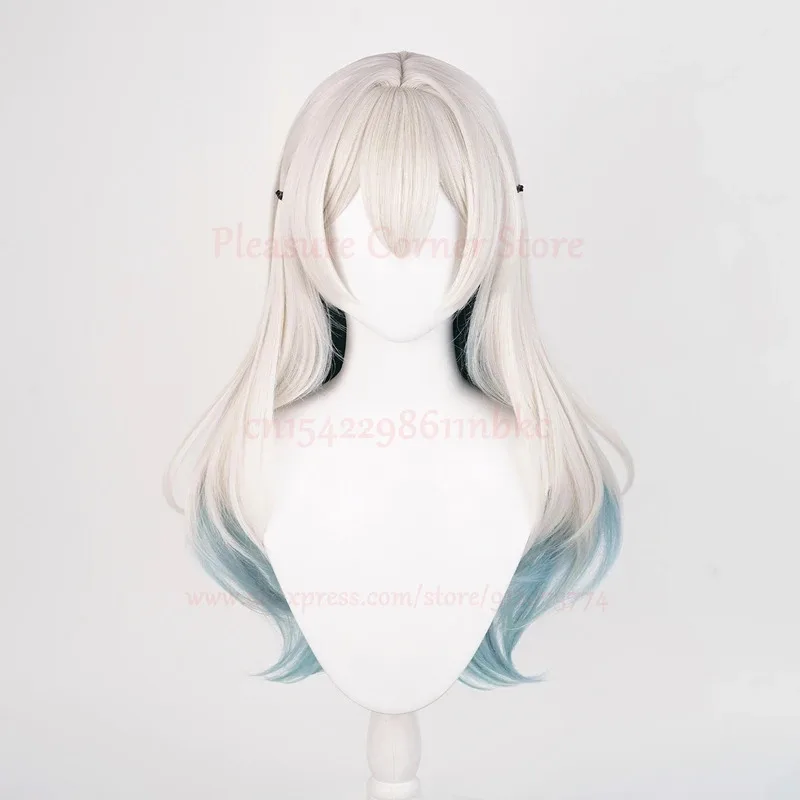 Honkai 스타 레일 반딧불 코스프레 가발 67cm 롱 스트레이트 가발 애니메이션 가발 내열성 합성 반딧불 코스프레 가발