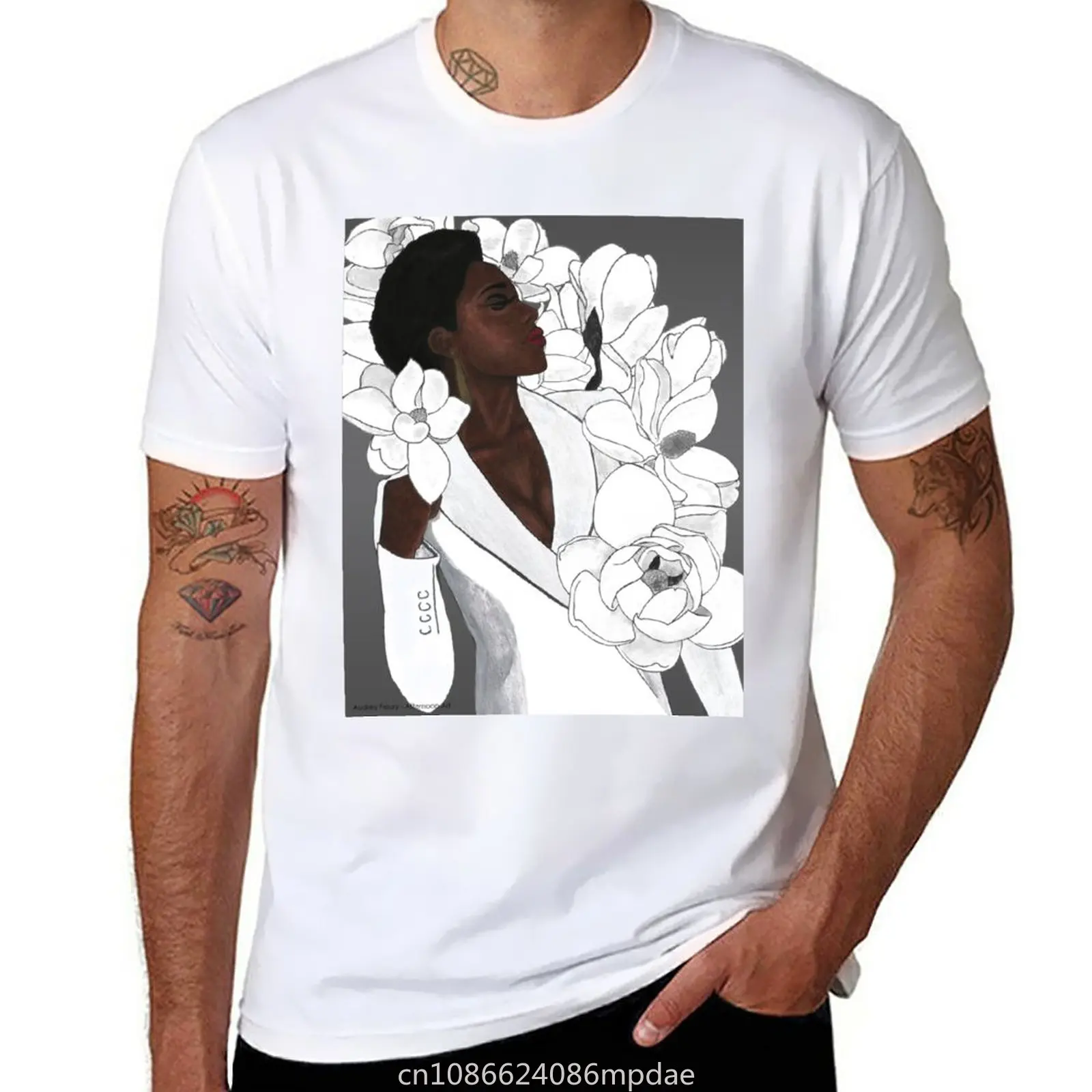 Viola Davis Portrait and Magnolias T-Shirt oversizeds korean fashion quick drying shirts graphic tees workout shirts for men