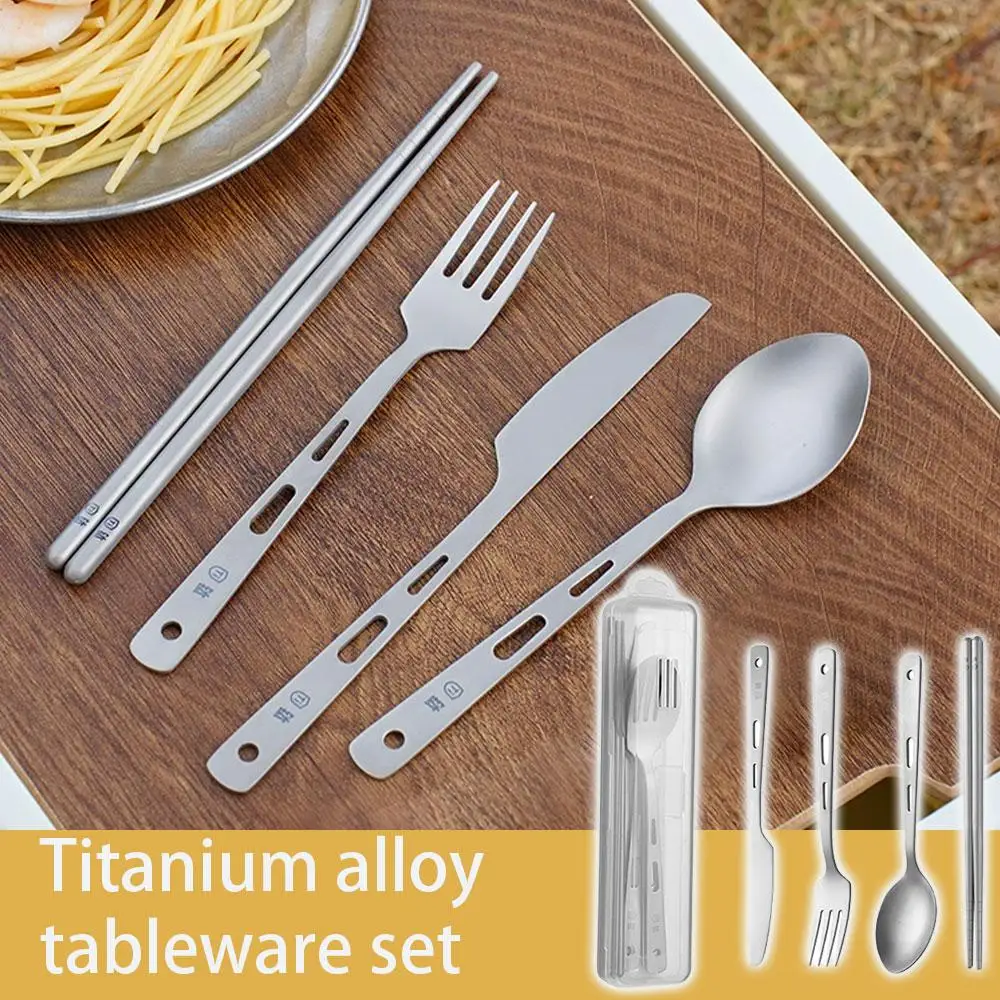Titanium Long Handle Spoon Outdoor Camping Light Titanium Cookware Cutlery Fork EDC Environmental Outdoor Picnic Supplies